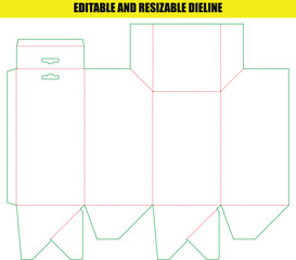 Printable Packaging Dieline Template for Custom Editable Resizable Folding Box Design