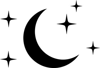 Obraz premium Crescent moon and stars symbol isolated on transparent background