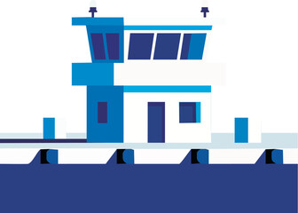Flat Design Maritime Vessel Superstructure or Tugboat Wheelhouse Illustration © Arief