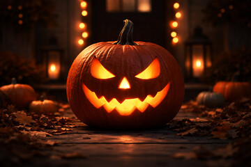 Obraz premium Foggy Halloween Playground with Swing Set at Night