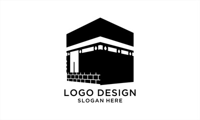 Kaaba silhouette logo design for Islamic pilgrimage and worship.