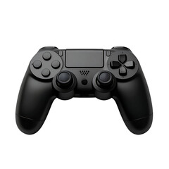 A black video game controller gamepad with buttons isolated on white background for computer gaming entertainment and leisure play