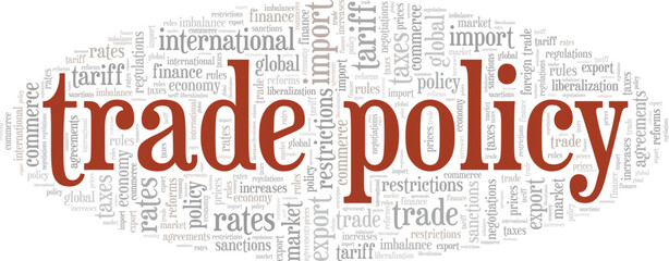 Fototapeta premium Trade Policy word cloud conceptual design isolated on white background.