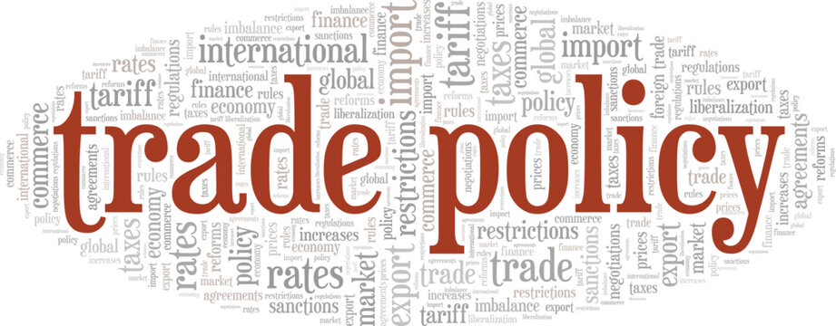 Trade Policy word cloud conceptual design isolated on white background.