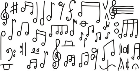 Obraz premium Hand Drawn Musical Notes Doodle Set 