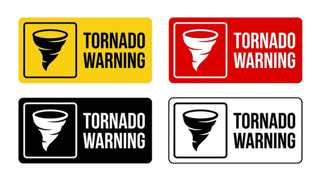 Tornado Warning Sign - Meteorological Disaster Safety Vector