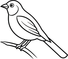 Obraz premium Bird on branch line art illustration 
