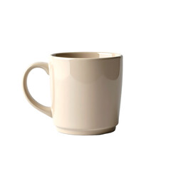 Blank ceramic white coffee cup or mug isolated on white background as a single hot beverage object for cafe breakfast or morning espresso