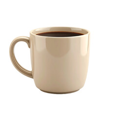 Blank ceramic white coffee cup or mug isolated on white background as a single hot beverage object for cafe breakfast or morning espresso