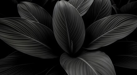 Close up of dark plant leaves in black and white © Mst.Farzana Akther