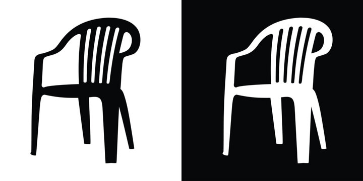 Plastic chair silhouette vector illustration, chair outdoor furniture silhouette