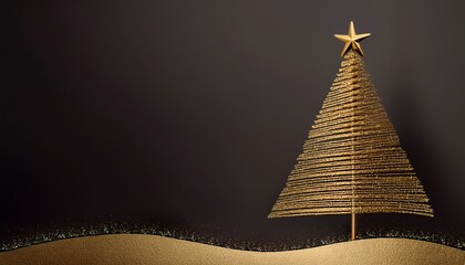 Minimalist Christmas Card Background With Elegant Gold Tree Design For Holiday Greetings