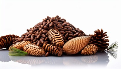 Pile Of Winged Pine Seeds And Pine Cones