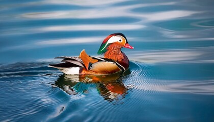 A Colorful Duck Swimming On A Calm Lake