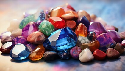 Pile Of Colorful Gemstones And Minerals