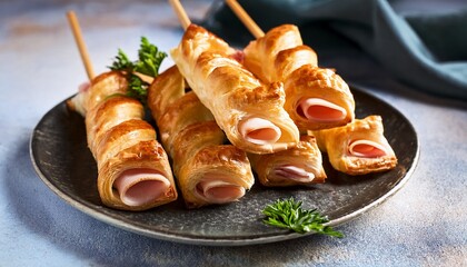 Puff Pastry Sticks With Ham And Cheese For Appetizer