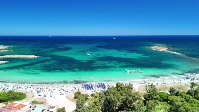 Aerial view of Budoni coastline, Sassari, Sardinia, Italy