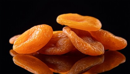 Vibrant Dried Apricots On Black Background