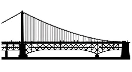 Fototapeta premium Silhouette of a suspension bridge.