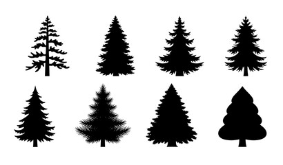 Obraz premium Christmas Tree Silhouette Vector Icon Set EPS10
