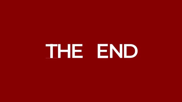 the end text word typography white rolling text 3d animation video red background, intro outro sign symbol icon logo lettering inscription backdrop, animated scrolling word footage clip