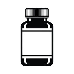 Fototapeta premium Black and white icon of a medicine bottle with a screw on cap