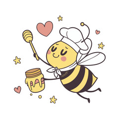 Cute smiling bee cartoon for kids  vector illustration, easily editable.