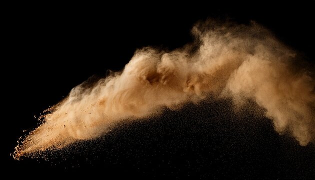 Realistic Sandy Dust Cloud Billowing Upwards Isolated On Transparent Background