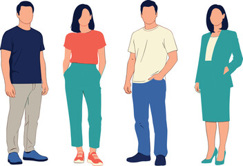 Obraz premium Diverse professional business people in office attire travelers with suitcases and rock band silhouette for corporate team and lifestyle concepts