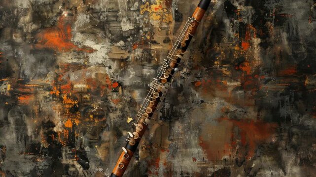 Video A wooden bassoon leaning against a wall in a neutral background
