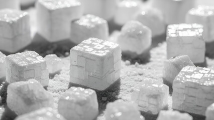 sugar cubes on black background