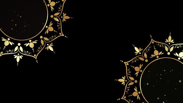 Animation of Luxury mandalas background with gold frame in arabesque pattern Arabic style. Motion Graphics Video Mandala Rotating and glittering. Elegant black Background and copy space for you text