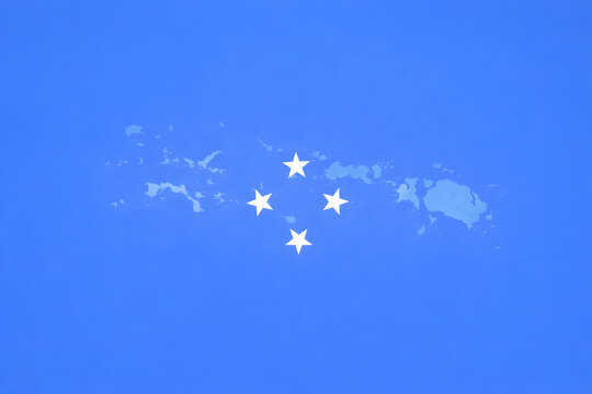 Micronesia map with national flag isolated on blue sky background