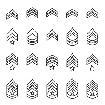 Military Rank Insignia Collection - Chevron Stripes and Stars