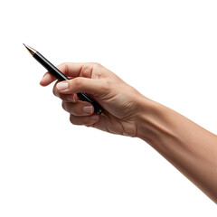 Naklejka premium Hand Holding Pen for Writing or Signing - Isolated on White Background