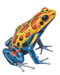 Naklejka premium Poison dart frog or poison arrow frog in colorful patterns and vibrant hues isolated on transparent background, tropical amphibian