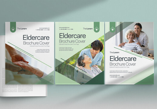 Brochure Cover Template with Eldercare Theme for Care Industry Reports & Retirement Home Brochures