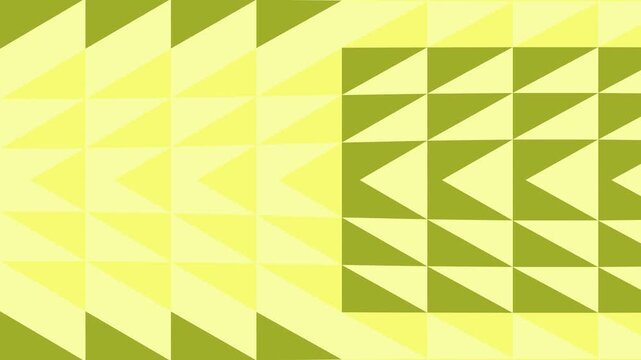 Abstract geometric pattern with interlocking yellow and green triangles, creating a modern background texture.