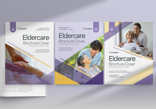 Brochure Cover Template with Eldercare Theme for Care Industry Reports & Retirement Home Brochures