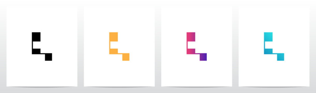 Rectangular Shape Connected by Lines Letter Initial Logo Design L