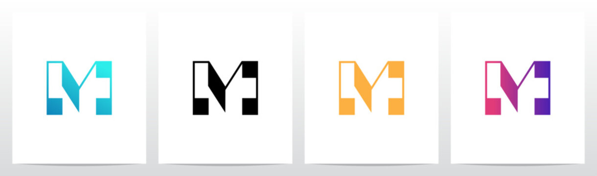 Rectangular Shape Connected by Lines Letter Initial Logo Design M