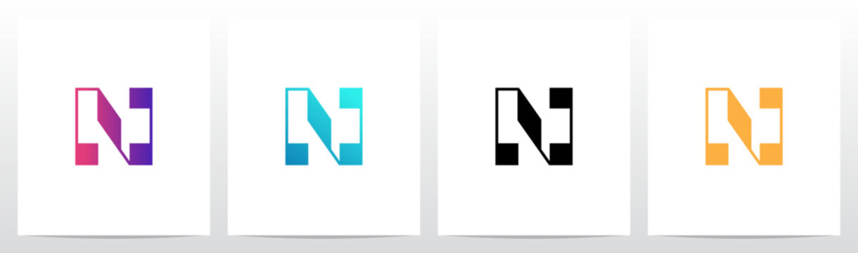 Rectangular Shape Connected by Lines Letter Initial Logo Design N