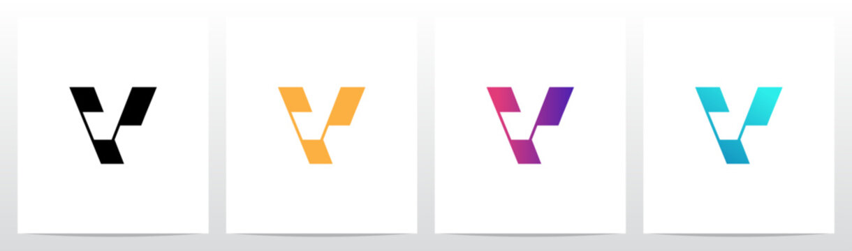 Rectangular Shape Connected by Lines Letter Initial Logo Design V