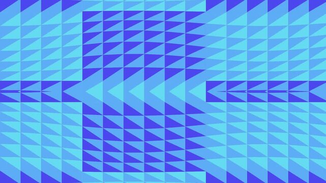 Blue and purple geometric triangle pattern. Abstract tessellation forming an S-shape mosaic, modern digital art background.