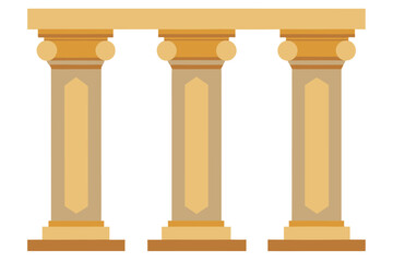 Fototapeta premium Classic Stone Columns with Decorative Bands Isolated View