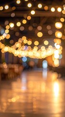 Warm Bokeh Lights Stringing Across a Dark Background