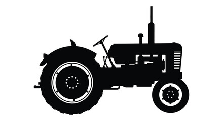A striking black silhouette of a vintage farm tractor showcasing its classic design and rural heritage silhouette high quality professional detailed © FAM