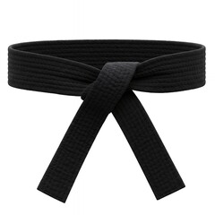 Detailed View of Black Master Rank Martial Arts Belt, Traditional Japanese Karate and Judo Obi Isolated on White for Sports Branding and Equipment
