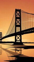 Obraz premium Golden Gate Bridge at Sunset Silhouette.
