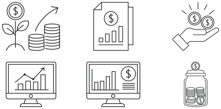 Financial Infographic: This financial infographic embodies the principles of saving and investment. With icons like growing coins, charts, and money, it tells a compelling story of financial growth.